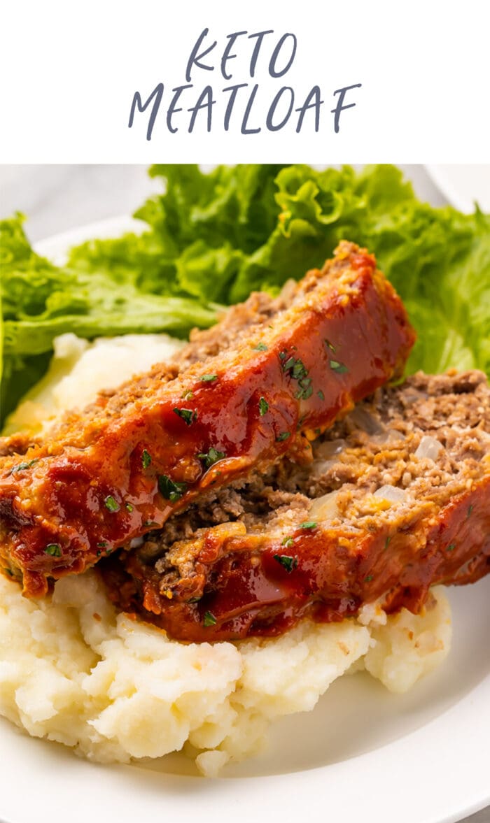 Pinterest graphic for keto meatloaf