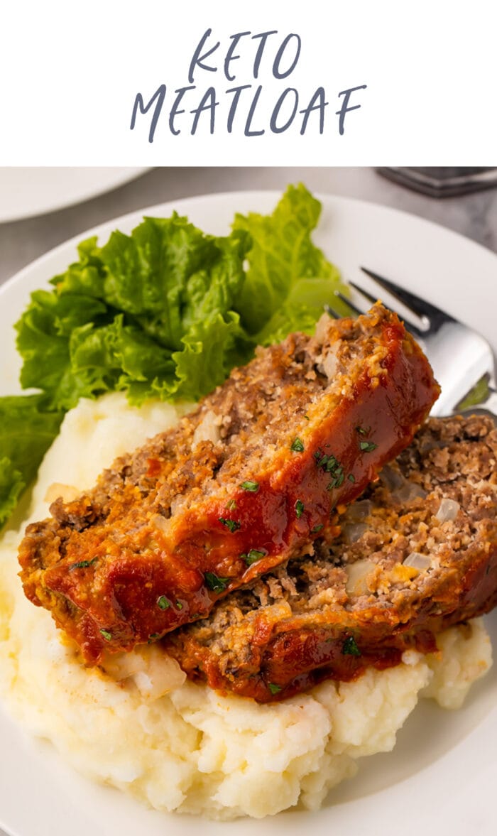 Pinterest graphic for keto meatloaf