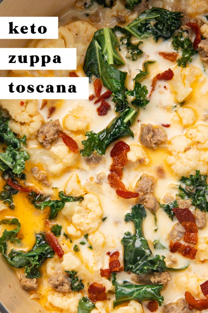 Pinterest graphic for keto zuppa toscana