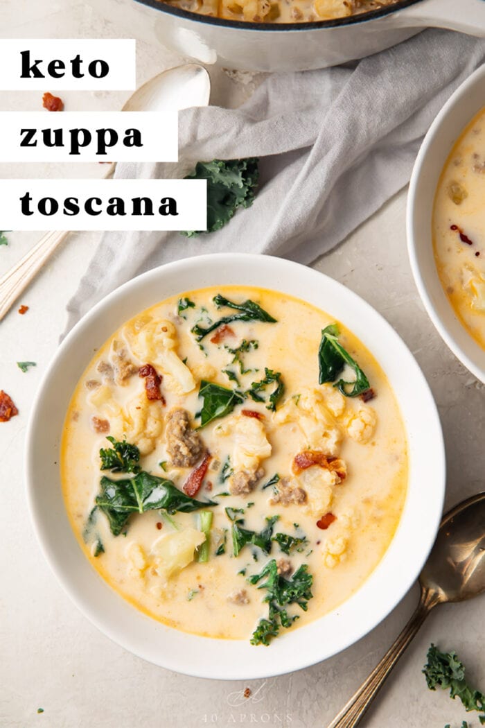 Pinterest graphic for keto zuppa toscana