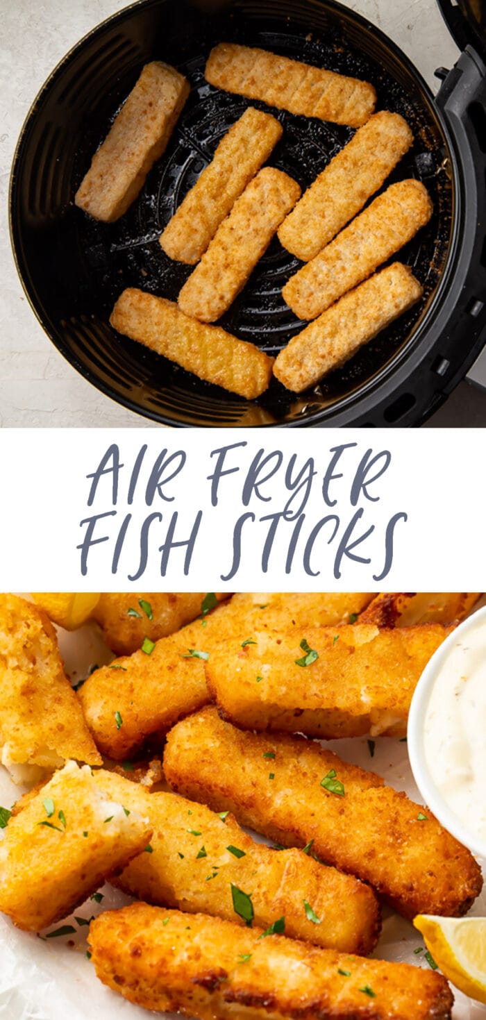 Pinterest graphic for air fryer fish sticks