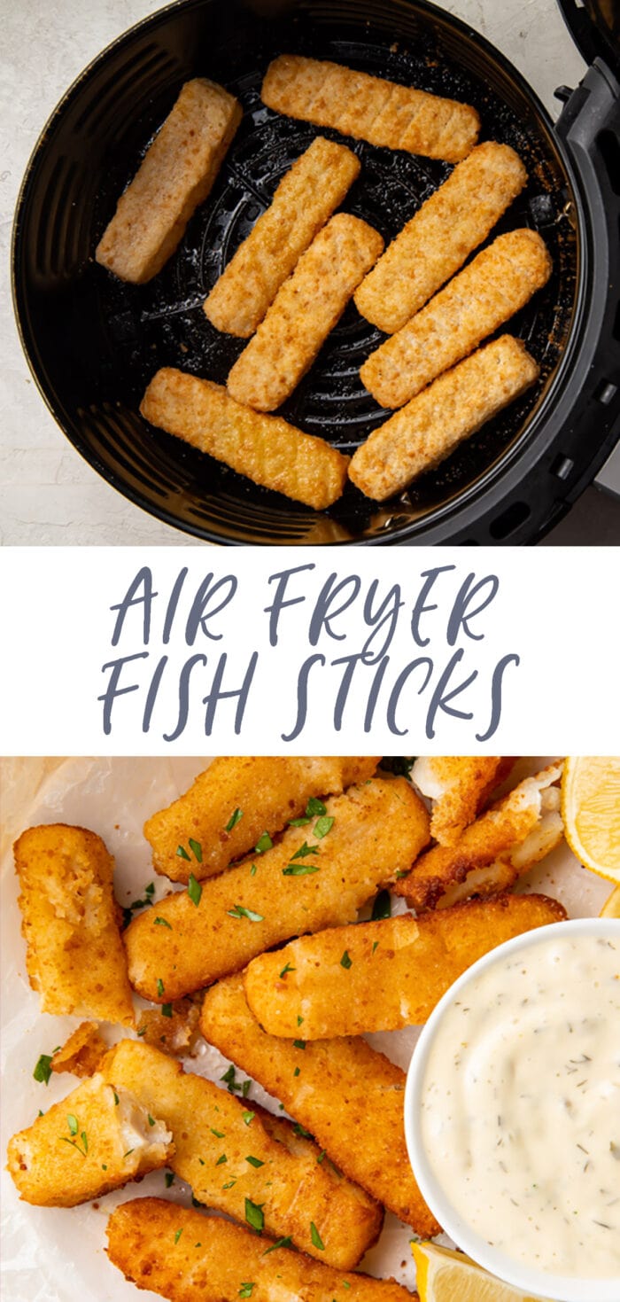 Pinterest graphic for air fryer fish sticks