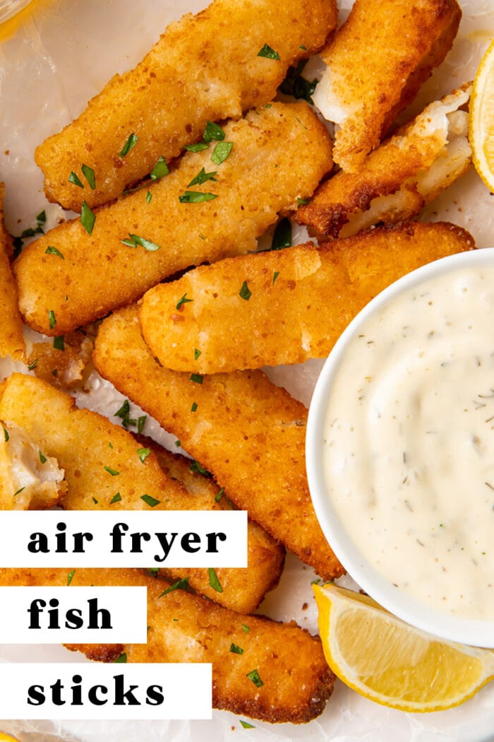 Pinterest graphic for air fryer fish sticks