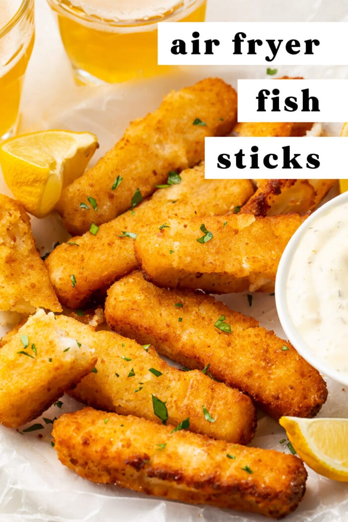 Pinterest graphic for air fryer fish sticks