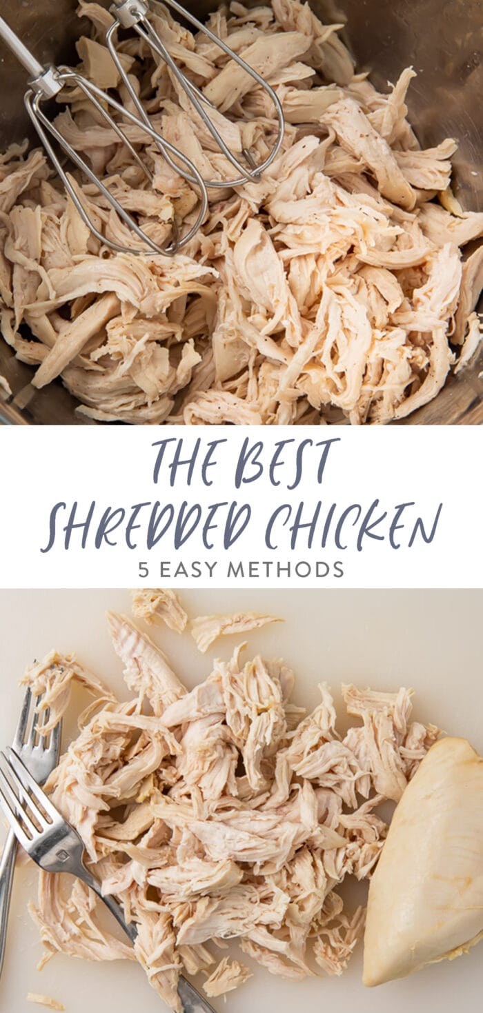 Pinterest graphic for shredded chicken