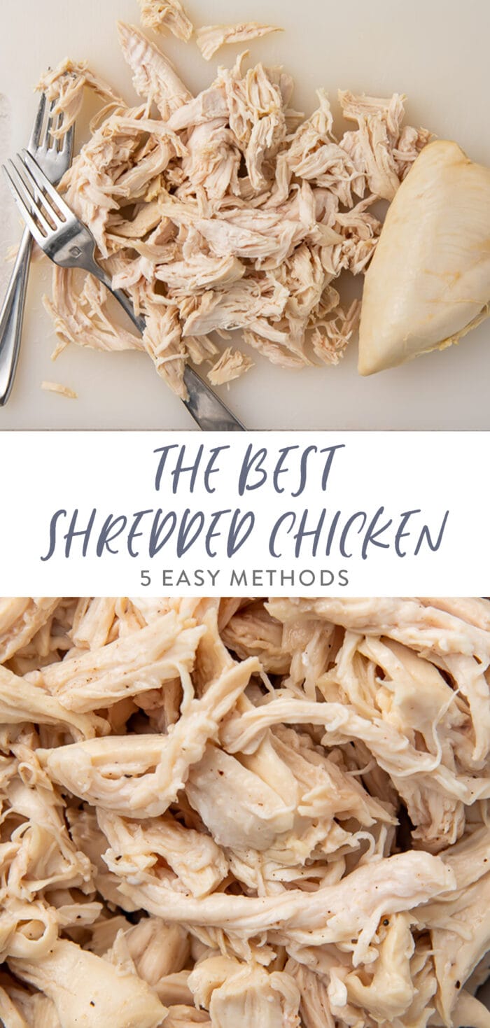 Pinterest graphic for shredded chicken