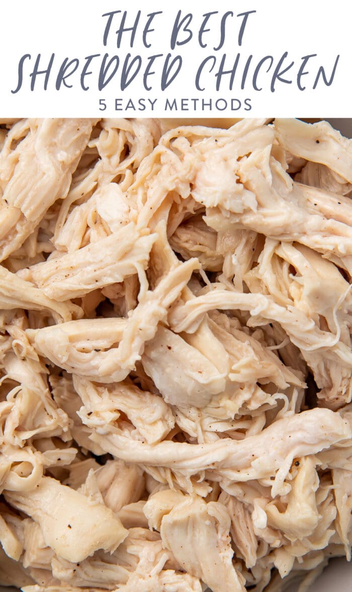 Pinterest graphic for shredded chicken