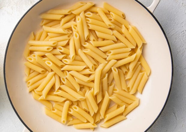 Penne pasta in a pot