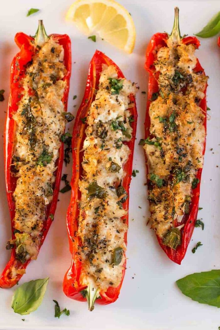 Crab stuffed red peppers