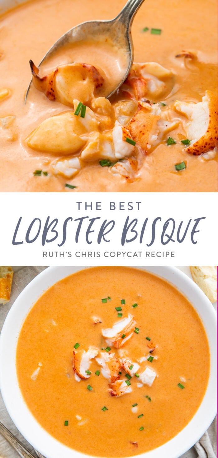 Pinterest graphic for lobster bisque