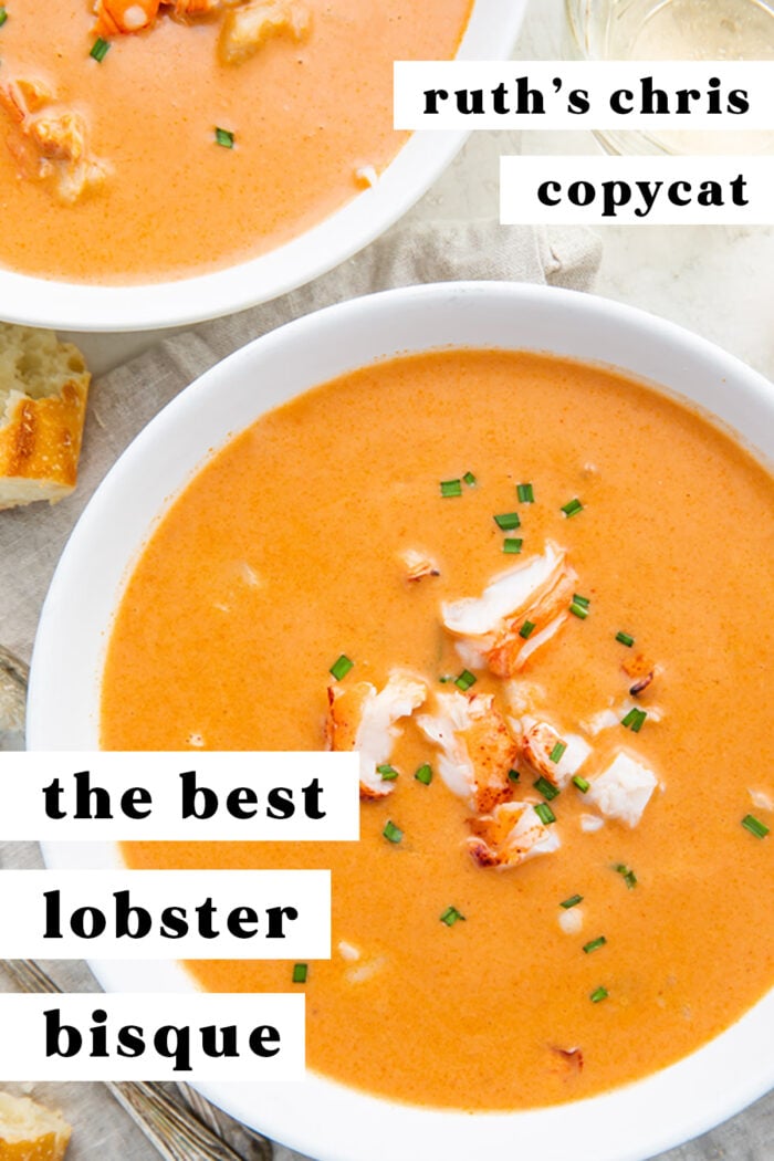 Pinterest graphic for lobster bisque