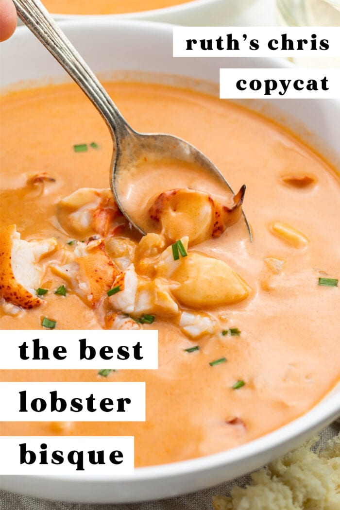 Pinterest graphic for lobster bisque