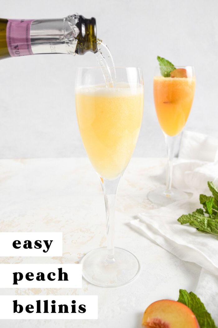 pinterest graphic for peach bellinis