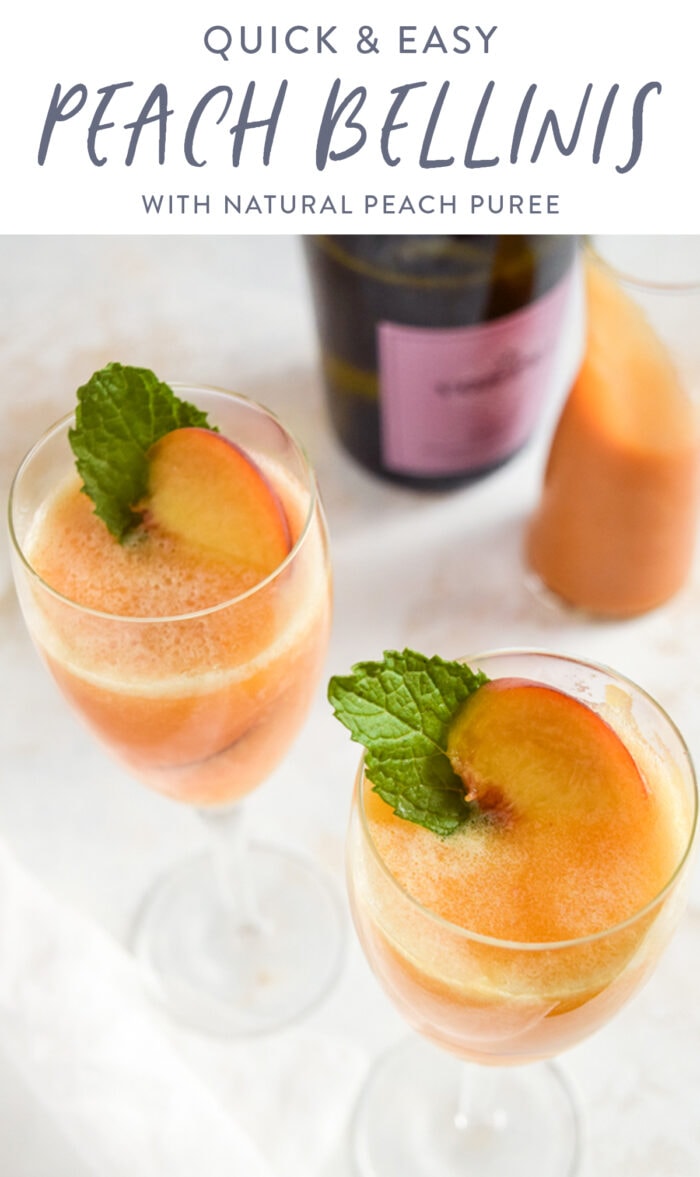 pinterest graphic for peach bellinis