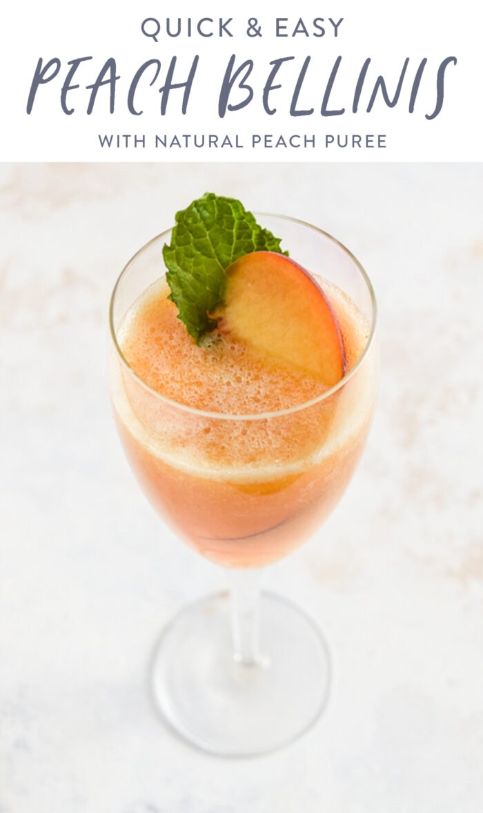 pinterest graphic for peach bellinis