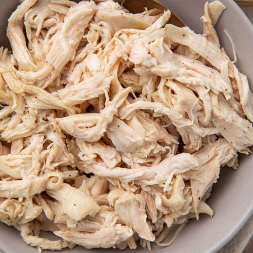 Shredded chicken in a bowl