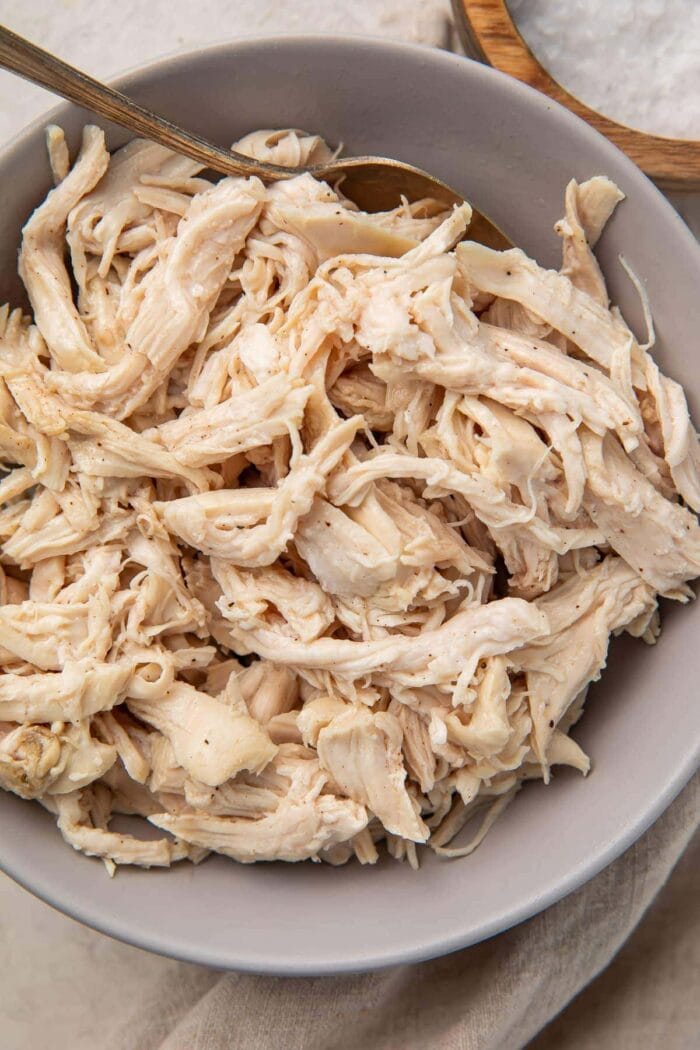 Shredded chicken in a bowl