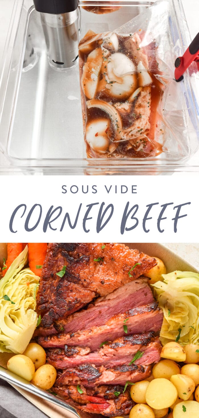 Pinterest graphic for sous vide corned beef