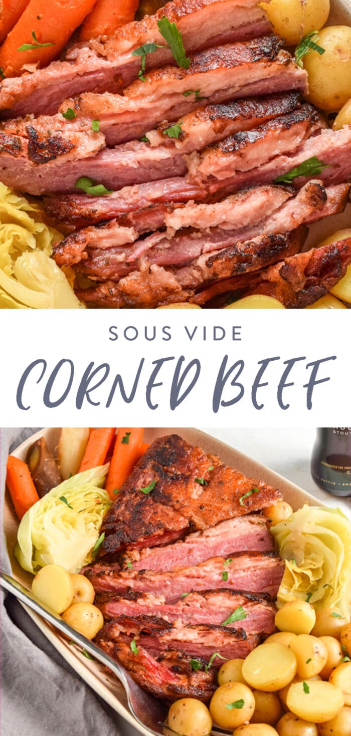 Pinterest graphic for sous vide corned beef