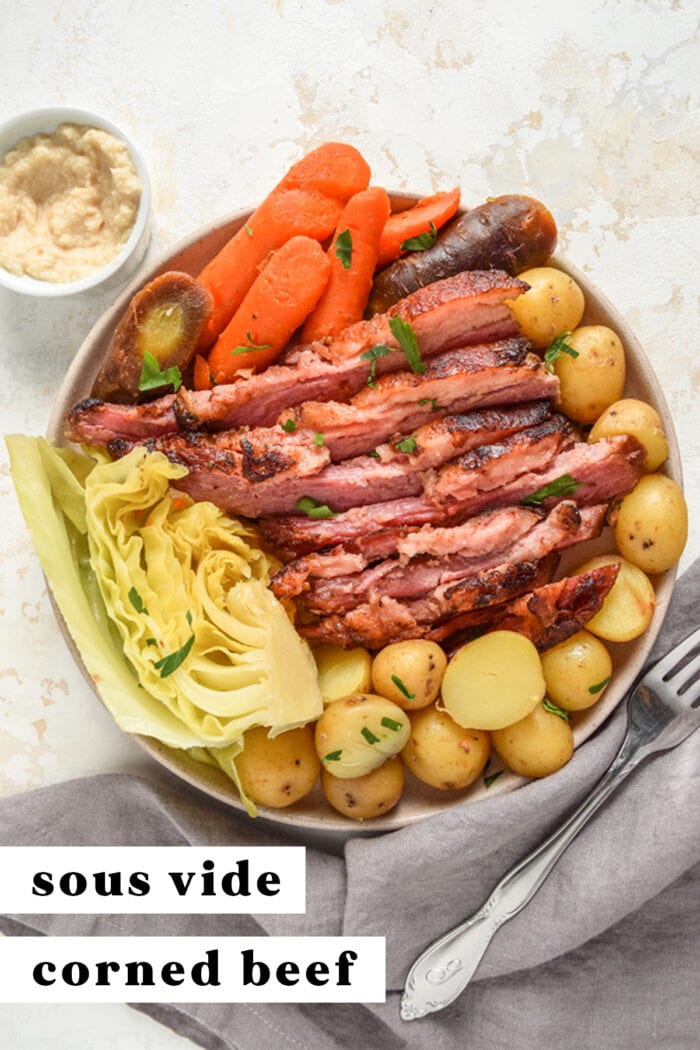 Pinterest graphic for sous vide corned beef