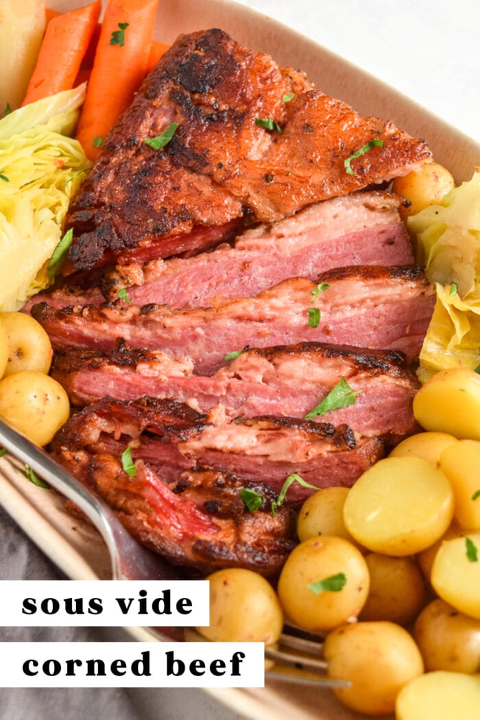 Pinterest graphic for sous vide corned beef