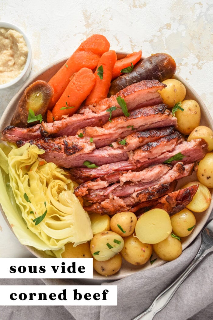 Pinterest graphic for sous vide corned beef