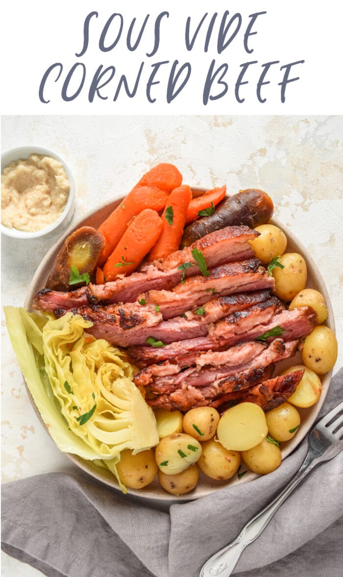 Pinterest graphic for sous vide corned beef