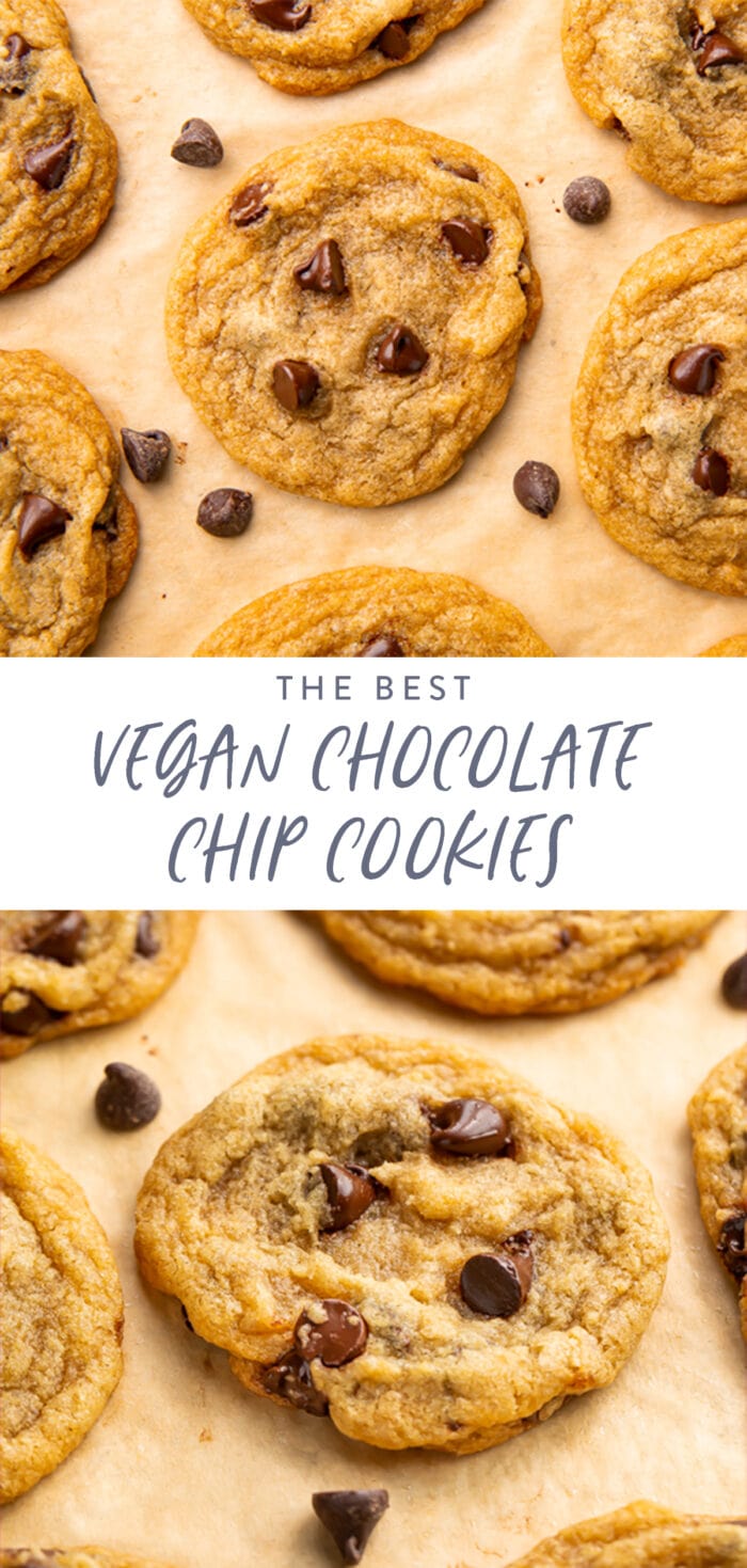 Pinterest graphic for vegan chocolate chip cookies