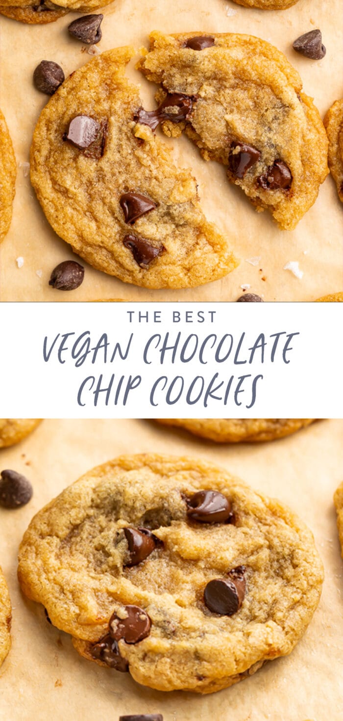 Pinterest graphic for vegan chocolate chip cookies