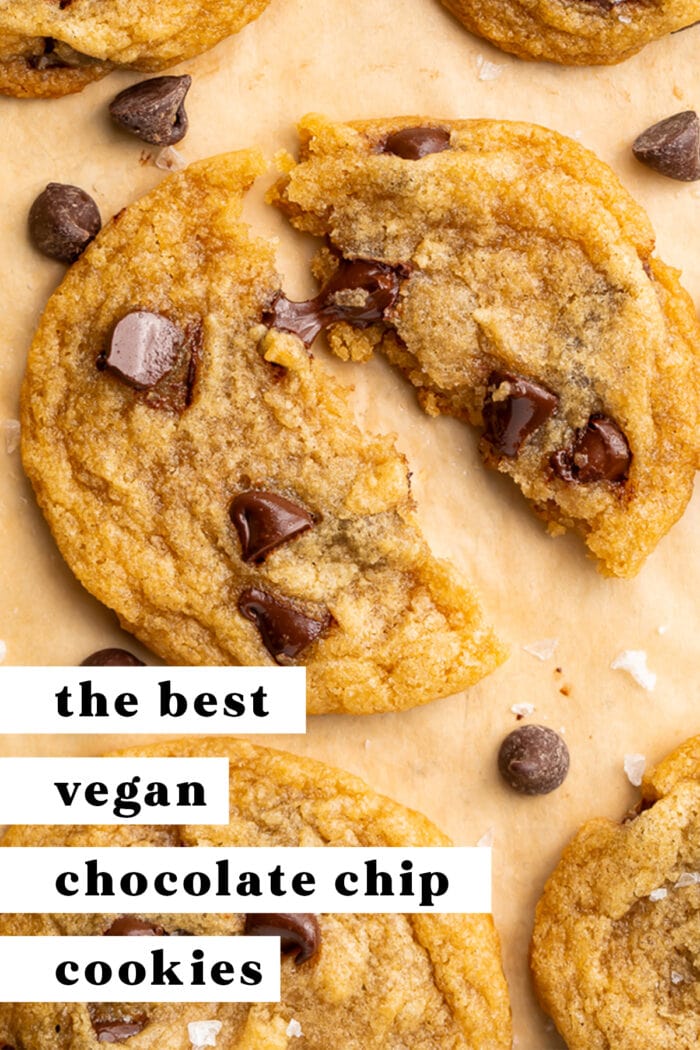 Pinterest graphic for vegan chocolate chip cookies