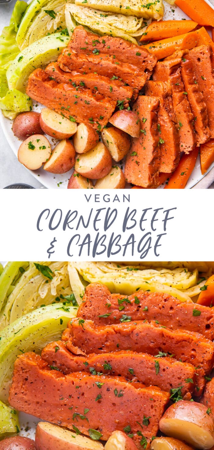 Pinterest graphic for vegan corned beef