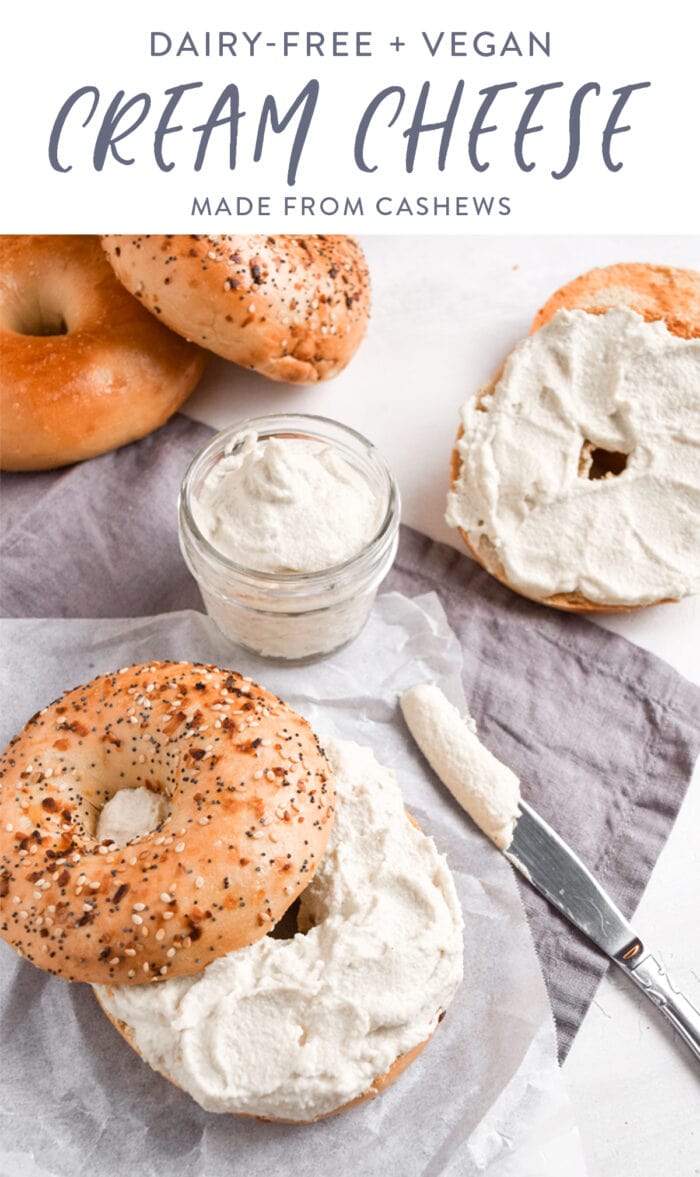 Pinterest graphic for vegan cream cheese