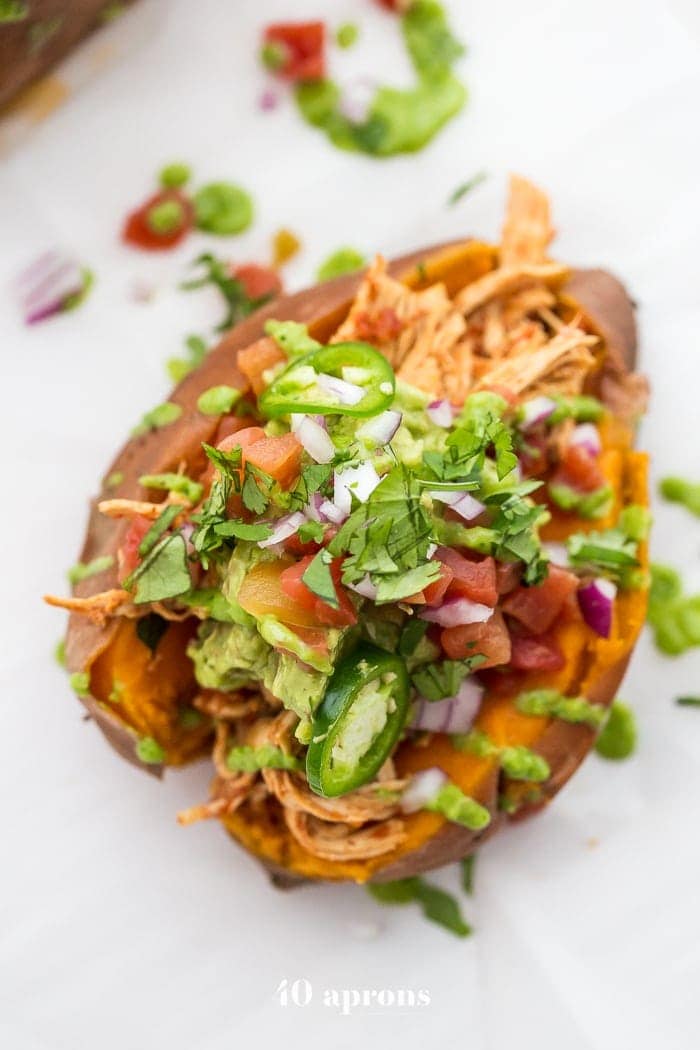 Mexican chicken stuffed sweet potatoes