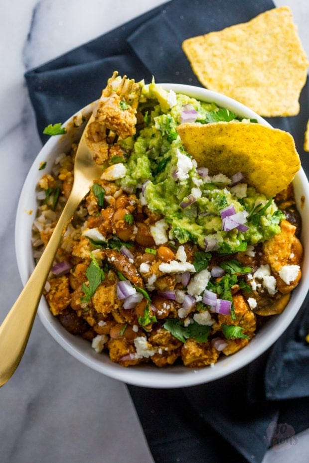 Tofu sofritas grain bowl recipe