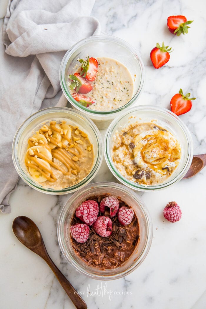 4 different kinds of oatmeal bowls