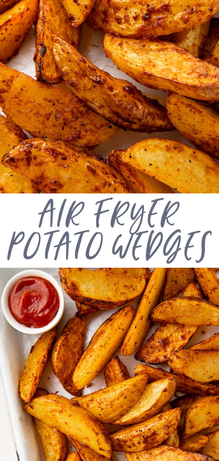 Pin graphic for air fryer potato wedges