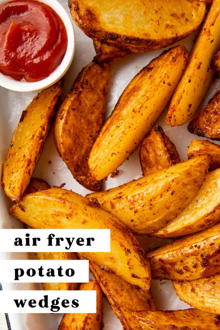 Pin graphic for air fryer potato wedges