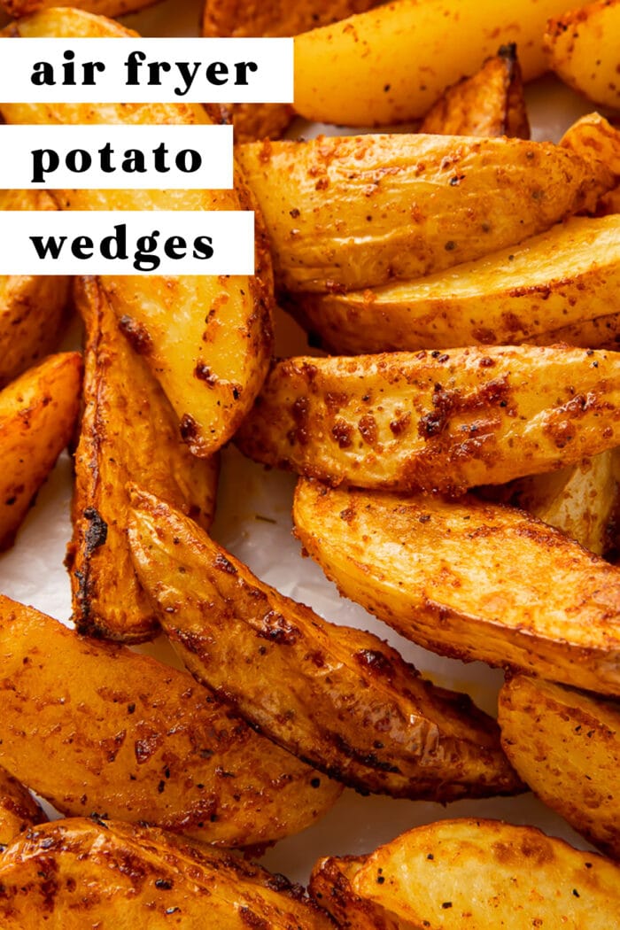 Pin graphic for air fryer potato wedges