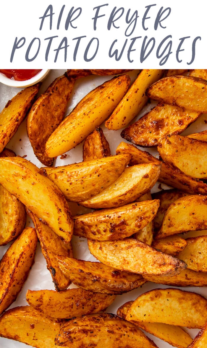 Pin graphic for air fryer potato wedges