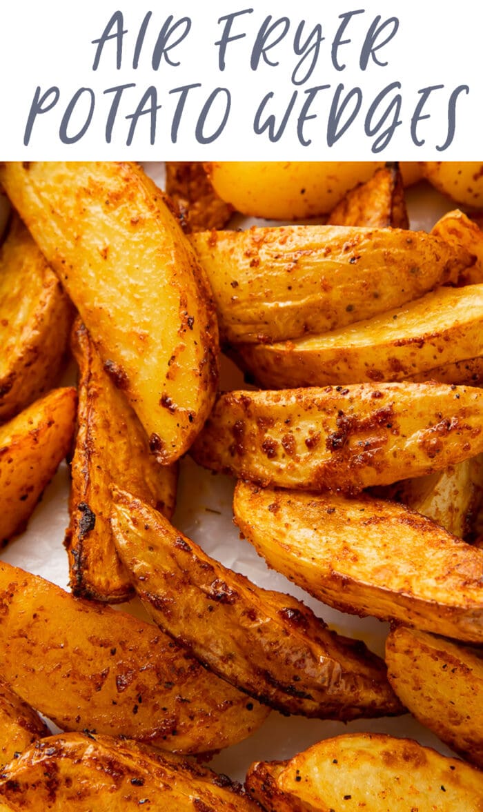 Pin graphic for air fryer potato wedges