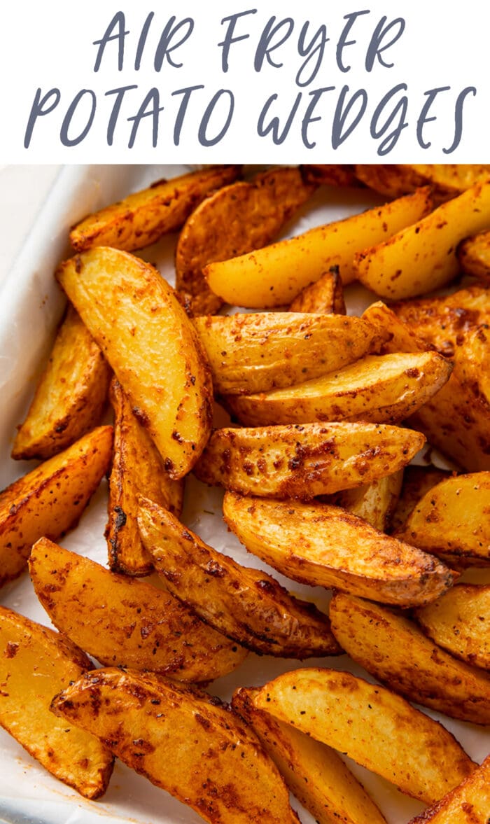 Pin graphic for air fryer potato wedges