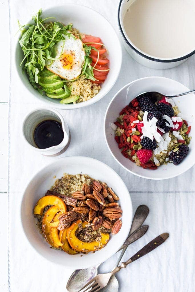 3 different kinds of morning grain bowls