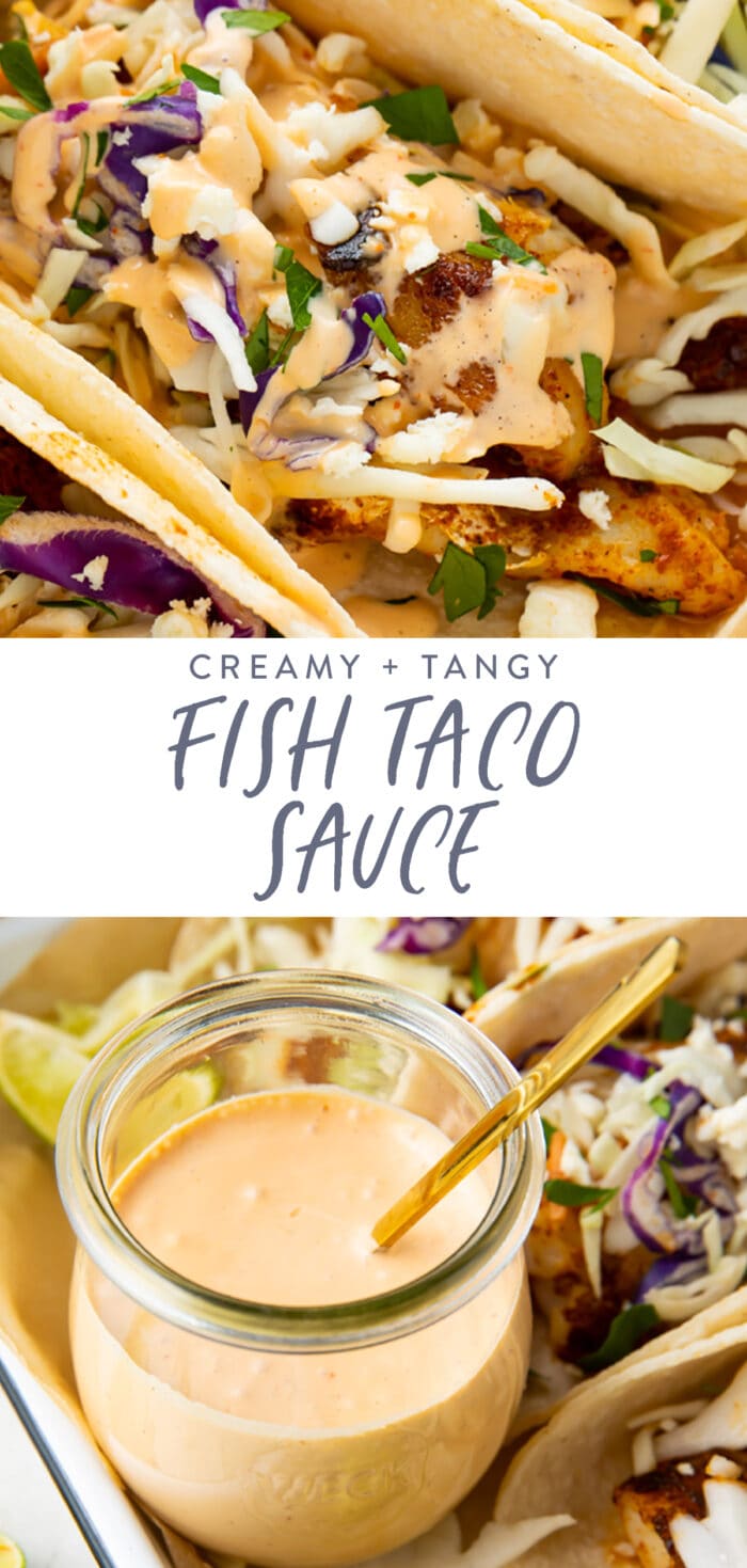 Pinterest graphic for fish taco sauce