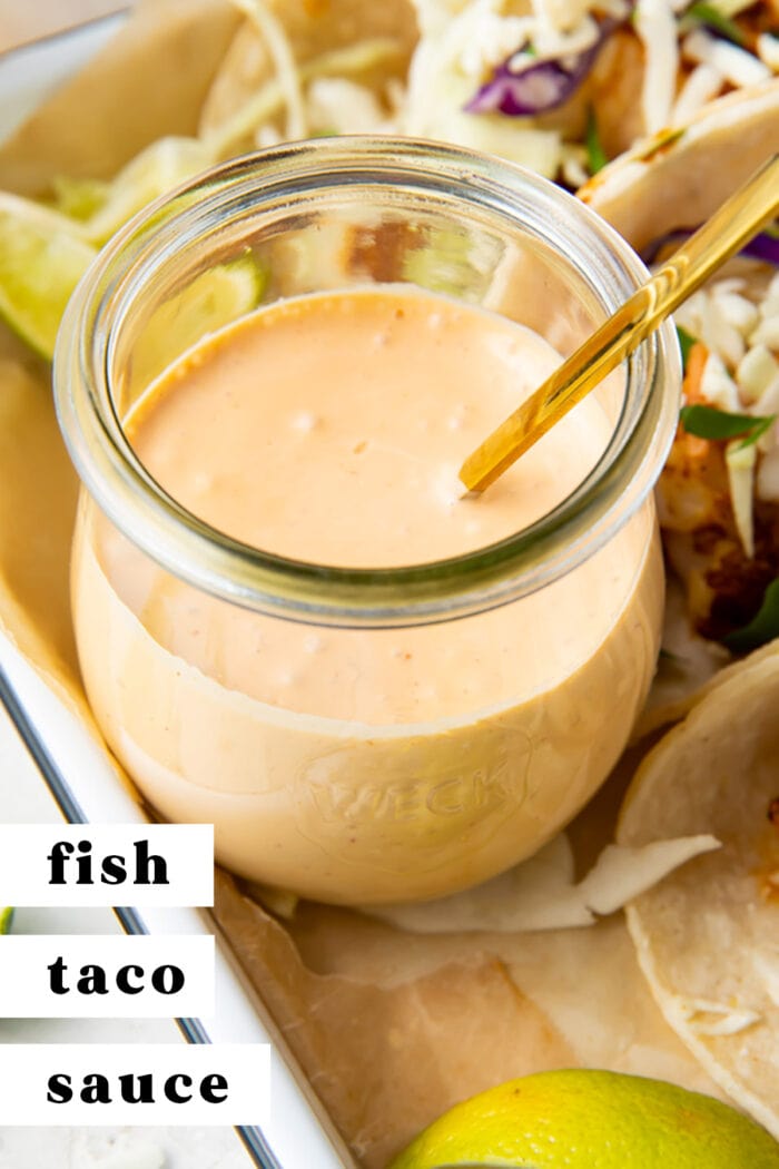 Pinterest graphic for fish taco sauce