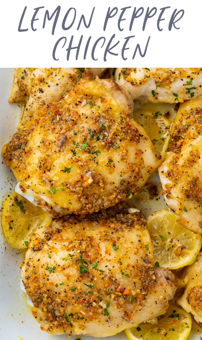 Pinterest graphic for lemon pepper chicken