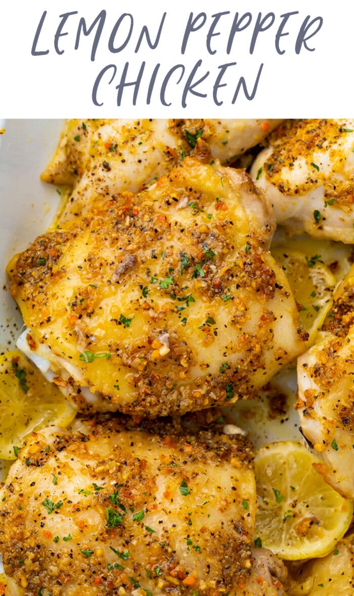 Pinterest graphic for lemon pepper chicken