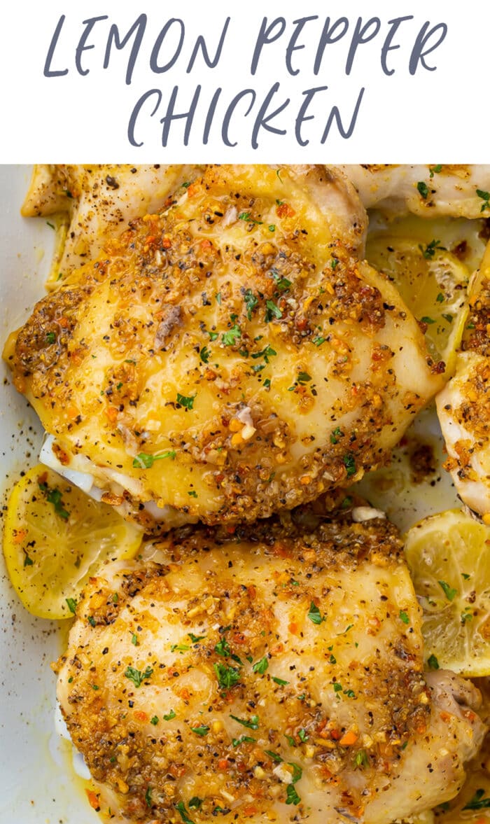 Pinterest graphic for lemon pepper chicken