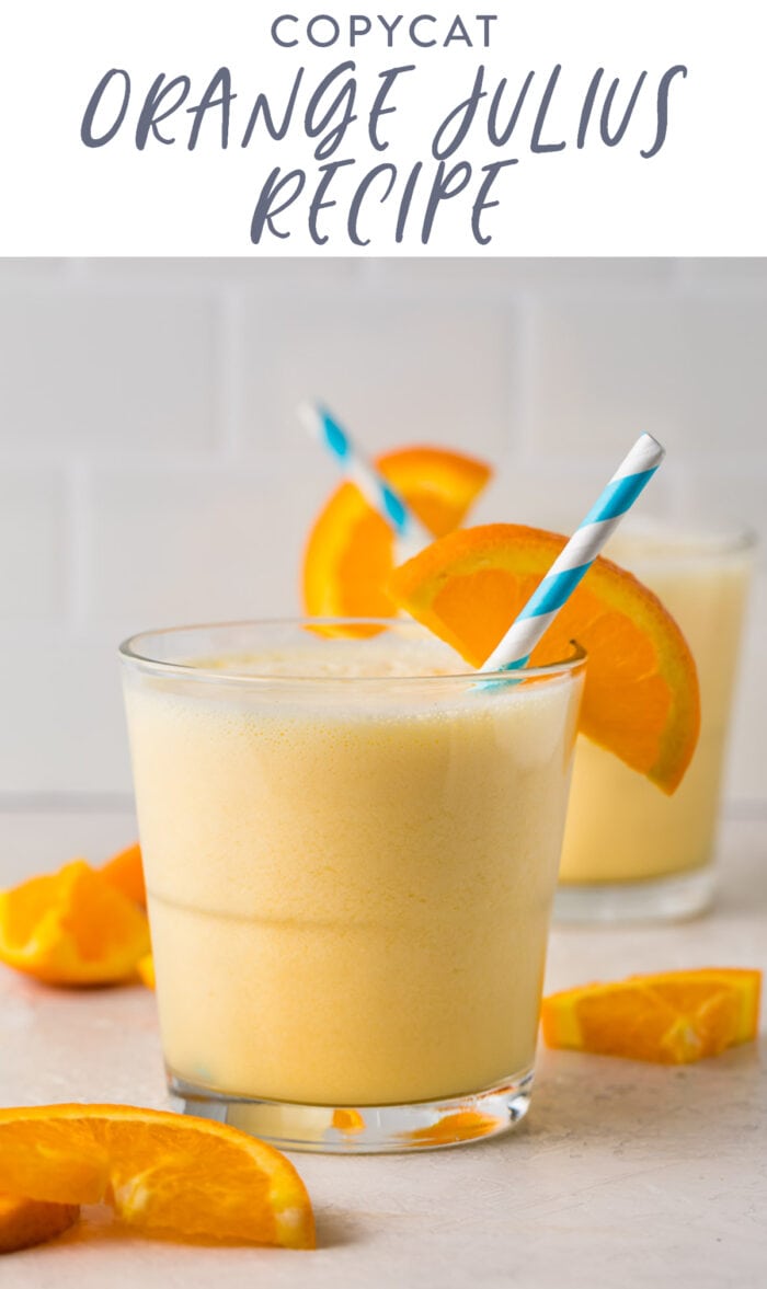 Pinterest graphic for Orange Julius recipe