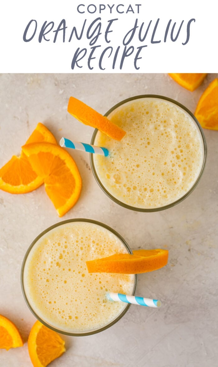 Pinterest graphic for Orange Julius recipe