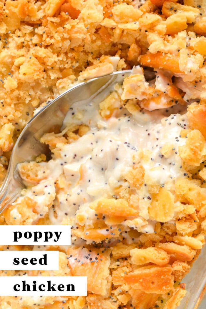 Pinterest graphic for poppy seed chicken